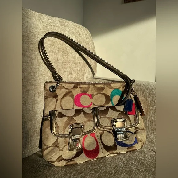 RARE Y2K Coach Poppy Embroidered Signature Hippie Purse - Picture 2 of 10